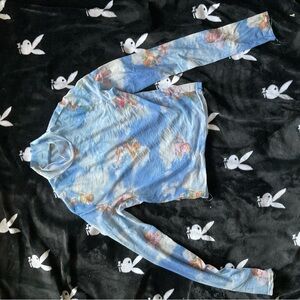 Blue Angel Print Long Sleeve Top